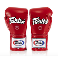 FAIRTEX - Professional Leather/Lace Up Fight Gloves (BGL6) - Red/8oz