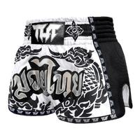 TUFF - 'The Great Hongsa' White Retro Muay Thai Shorts - Small