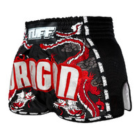 TUFF - Black Chinese Dragon Retro Muay Thai Shorts - Small