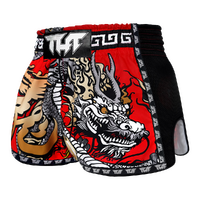 TUFF - Red Chinese Dragon Retro Muay Thai Shorts - Small