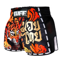 TUFF - Orange Furious Tiger Retro Muay Thai Shorts - Extra Extra Small