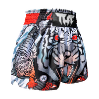 TUFF - Grey Cruel Tiger Thai Boxing Shorts - Extra Extra Small