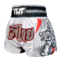 TUFF - White Double Tiger Thai Boxing Shorts - Extra Large