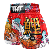 TUFF - Red Japanese Koi Fish Thai Boxing Shorts - Extra Extra Large