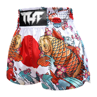 TUFF - White Japanese Koi Fish Thai Boxing Shorts - Small