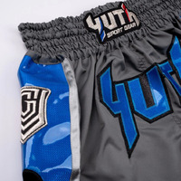 YUTH - Hologram Muay Thai Shorts - Grey/Blue - Small