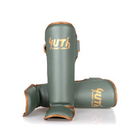 YUTH - Gold Line Shin Guards - Army Green/Gold - Medium