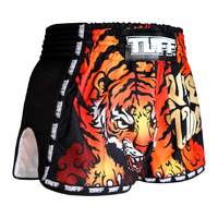 TUFF - Orange Furious Tiger Retro Muay Thai Shorts - Extra Extra Small