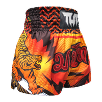 TUFF - Orange Double Tiger Thai Boxing Shorts - Extra Extra Small