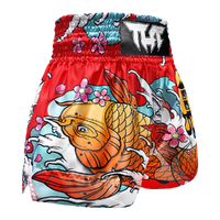 TUFF - Red Japanese Koi Fish Thai Boxing Shorts - Extra Extra Large