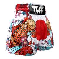 TUFF - White Japanese Koi Fish Thai Boxing Shorts - Small