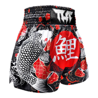 TUFF - Black Japanese Koi Fish Thai Boxing Shorts - Medium