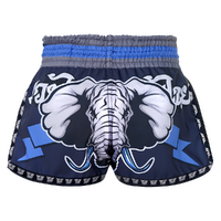 TUFF - Blue War Elephant Retro Muay Thai Shorts - Small