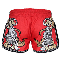 TUFF - Red Double Tiger Retro Muay Thai Shorts - Extra Extra Small