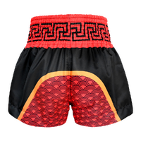 TUFF - Black with Red Chinese Dragon Thai Boxing Shorts - Small