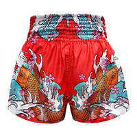 TUFF - Red Japanese Koi Fish Thai Boxing Shorts - Extra Extra Large