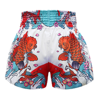 TUFF - White Japanese Koi Fish Thai Boxing Shorts - Small