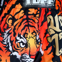 TUFF - Orange Furious Tiger Retro Muay Thai Shorts - Extra Extra Small