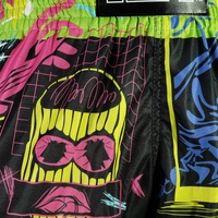 TUFF - 'Neon Graffiti' High-Cut Retro Muay Thai Shorts - Small