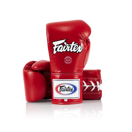 FAIRTEX - Professional Leather/Lace Up Fight Gloves (BGL6) - Red/8oz