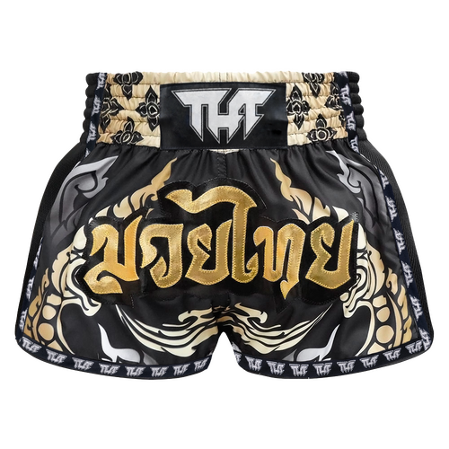 TUFF - King of Naga Black Retro Muay Thai Shorts - Medium