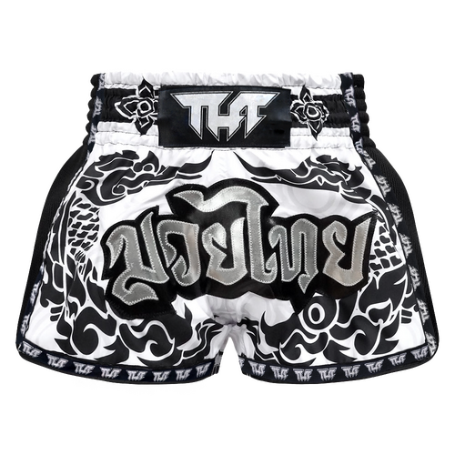 TUFF - 'The Great Hongsa' White Retro Muay Thai Shorts - Small