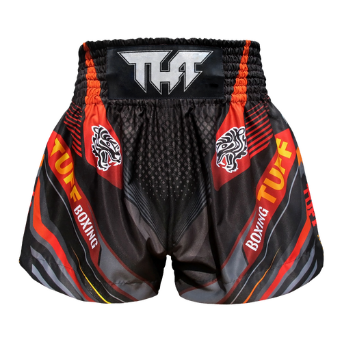 TUFF - Black Double Tiger Thai Boxing Shorts - Extra Extra Small