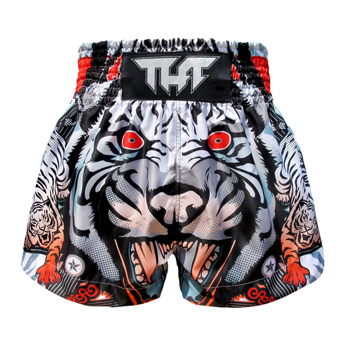 TUFF - Grey Cruel Tiger Thai Boxing Shorts - Extra Extra Small