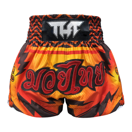 TUFF - Orange Double Tiger Thai Boxing Shorts - Extra Extra Small