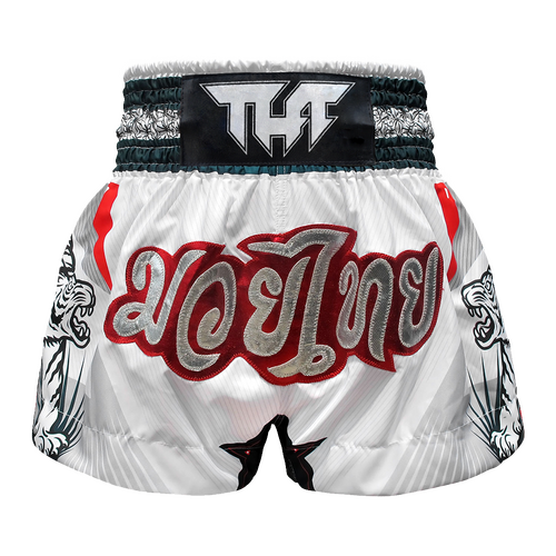 TUFF - White Double Tiger Thai Boxing Shorts - Extra Large