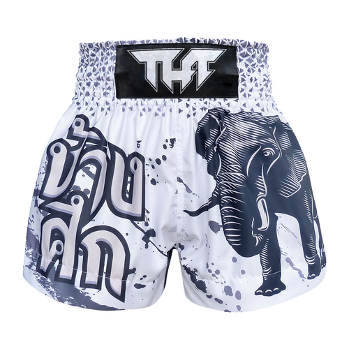 TUFF - White War Elephant Thai Boxing Shorts - Small