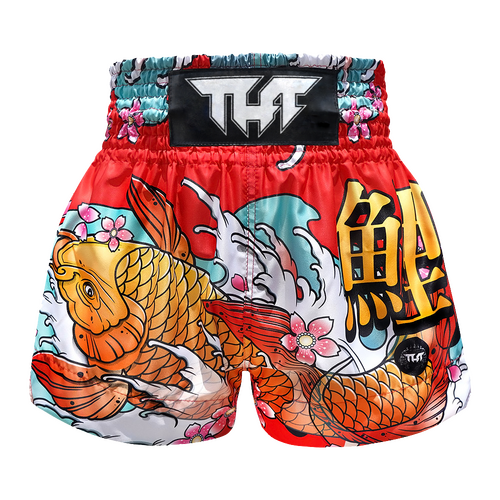 TUFF - Red Japanese Koi Fish Thai Boxing Shorts - Extra Extra Large