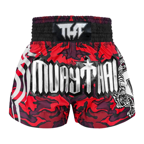 TUFF - Red Camouflage Thai Boxing Shorts - Small