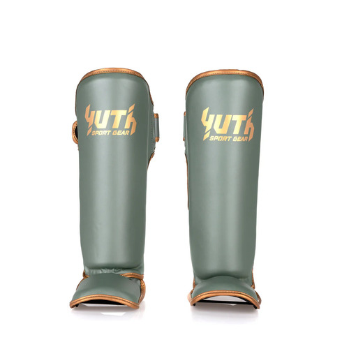 YUTH - Gold Line Shin Guards - Army Green/Gold - Medium