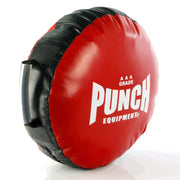 Red and black punching bag with 'Punch Equipment' branding on a white background