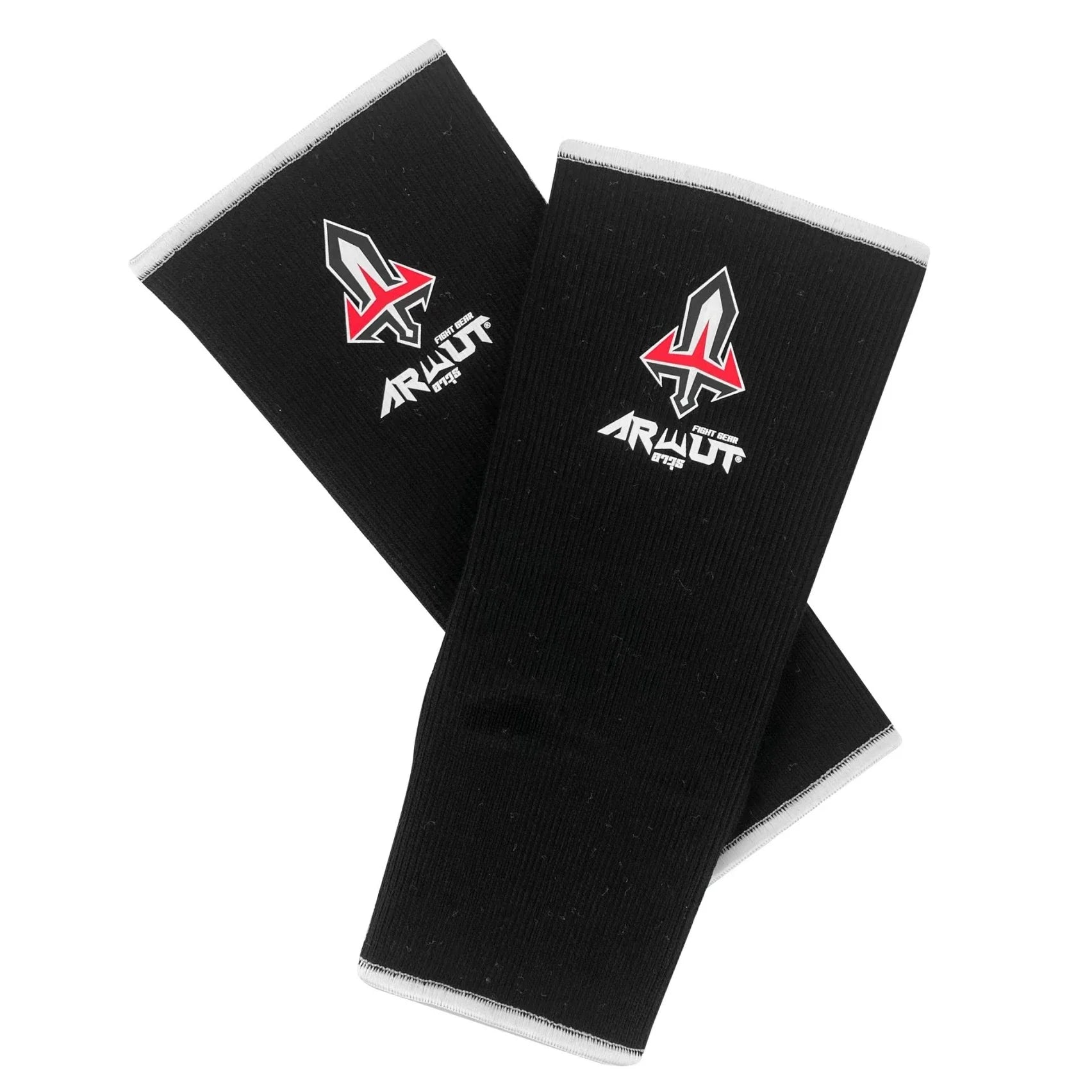 Two black Arwut anklets with a logo on a white background