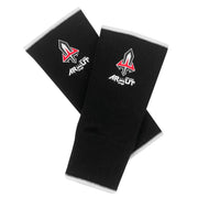 Two black Arwut anklets with a logo on a white background