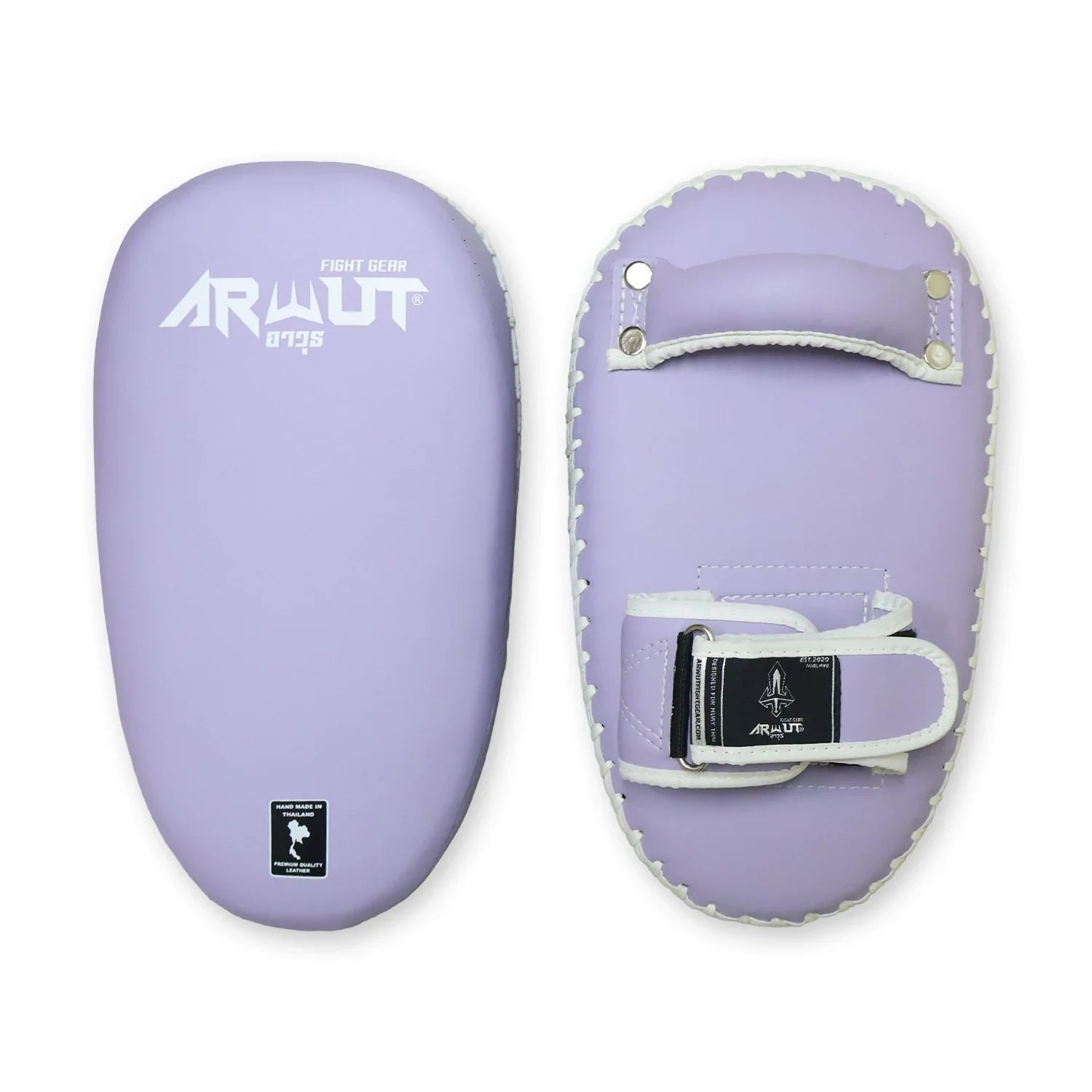 Purple Thai pads with 'Arwut' branding on a white background