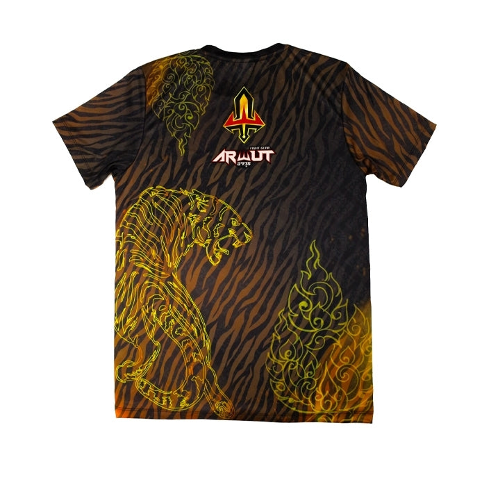 Arwut t-shirt with tiger design and brand logo on a white background