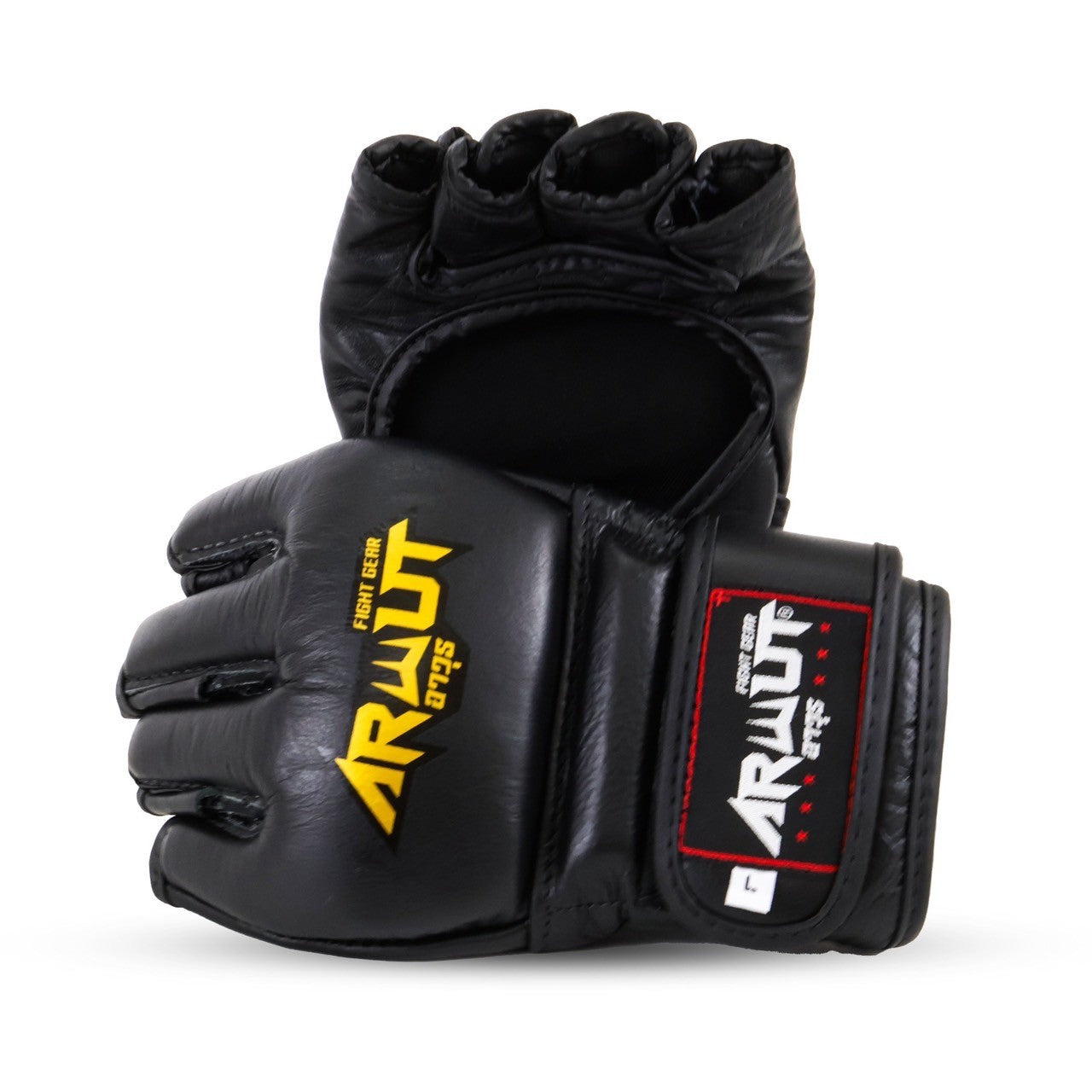 Black MMA glove with Arwut logo on a white background