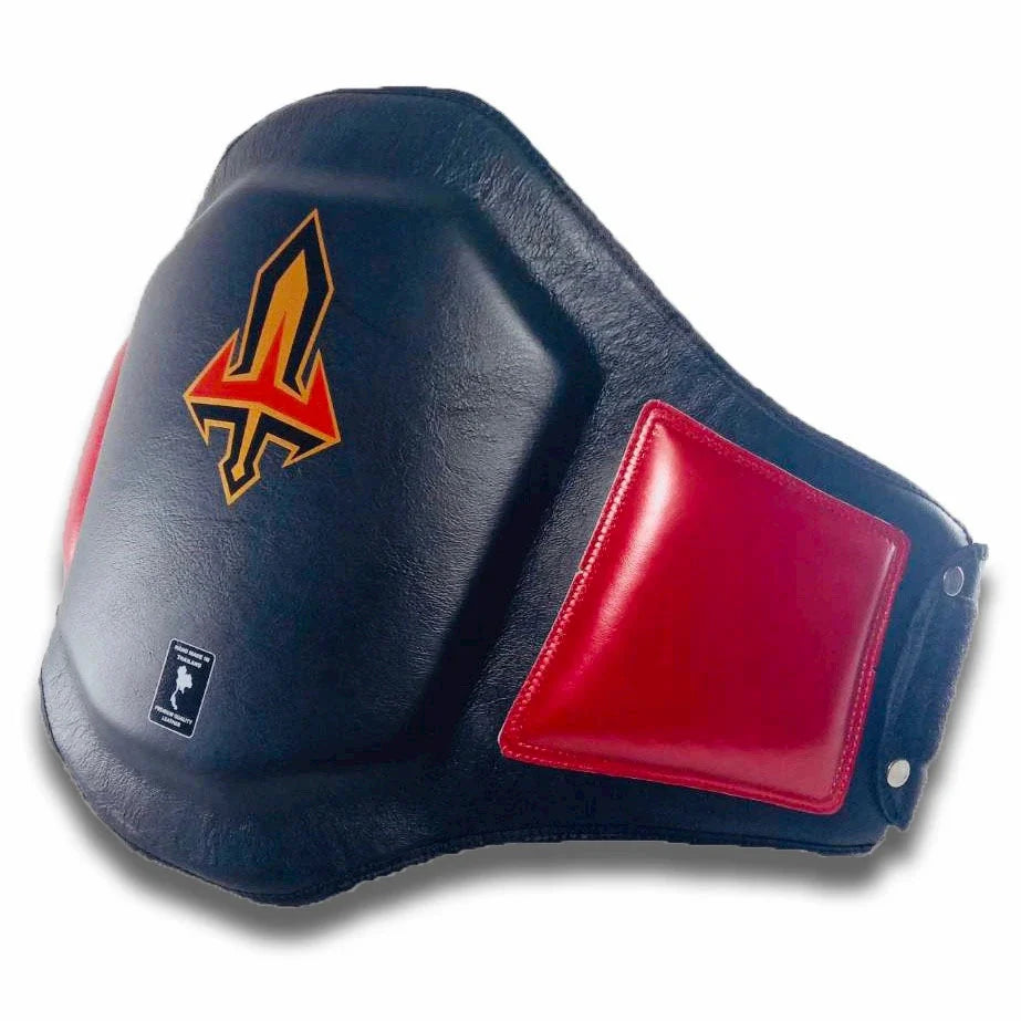 Black and red belly pad with an Arwut logo on a white background