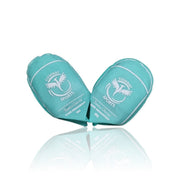 Pair of teal boxing glove deogorisers with 'Combat Sports' branding on a white background