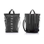 Two black backpacks with 'FAIRTEX' branding on a white background