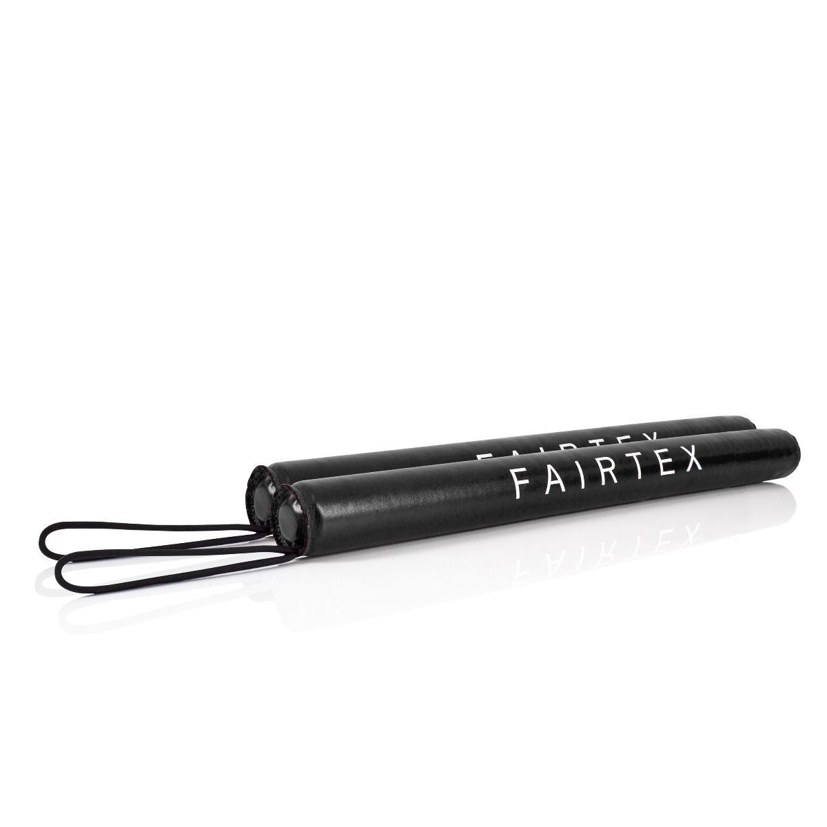 Black Fairtex boxing sticks on a white background