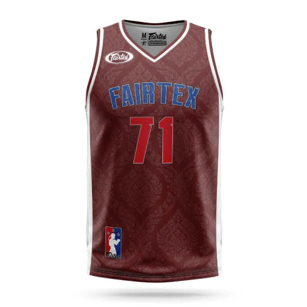 Maroon Fairtex basketball jersey with number 71 on a white background