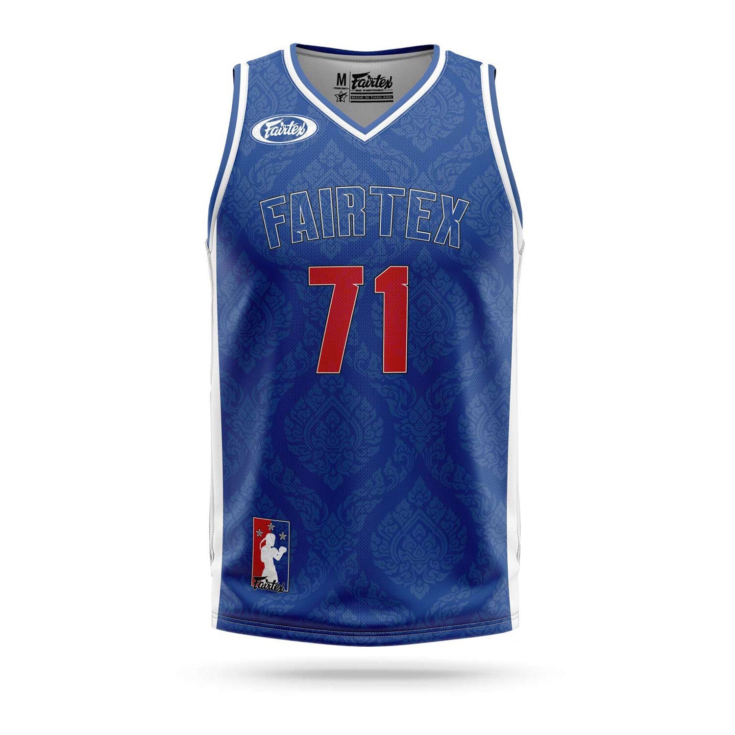 Blue Fairtex basketball jersey with number 71 on a white background