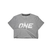 Gray t-shirt with 'ONE' logo on a white background