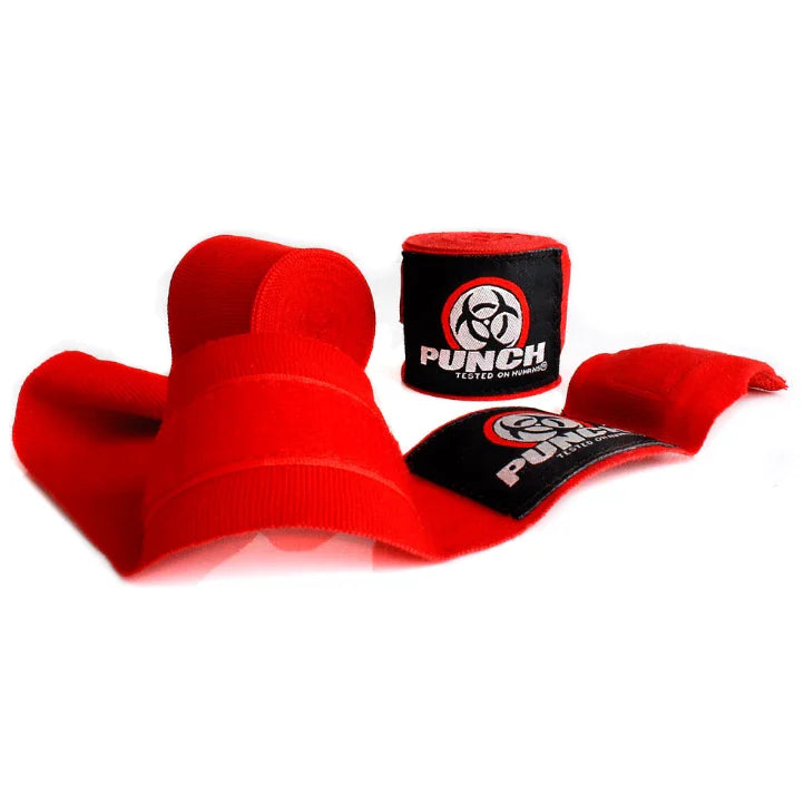 Red boxing wraps with 'Punch' branding on a white background