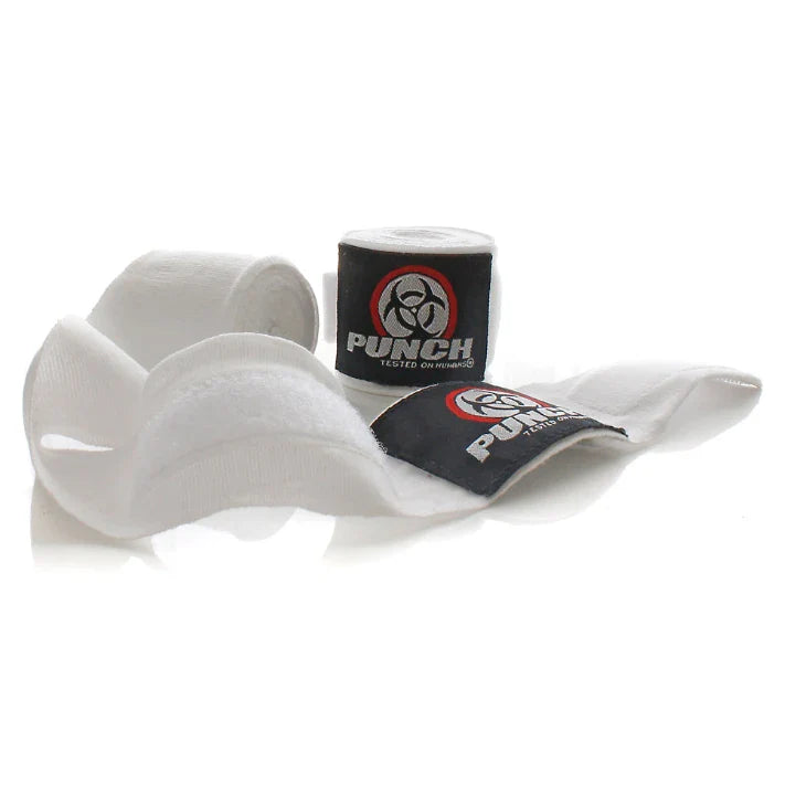 White boxing'Punch' branded wraps on a white background