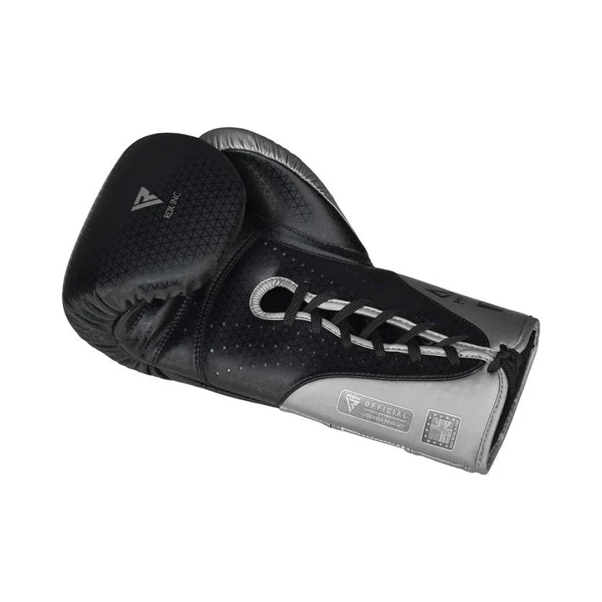 Black boxing glove with gray accents on a white background